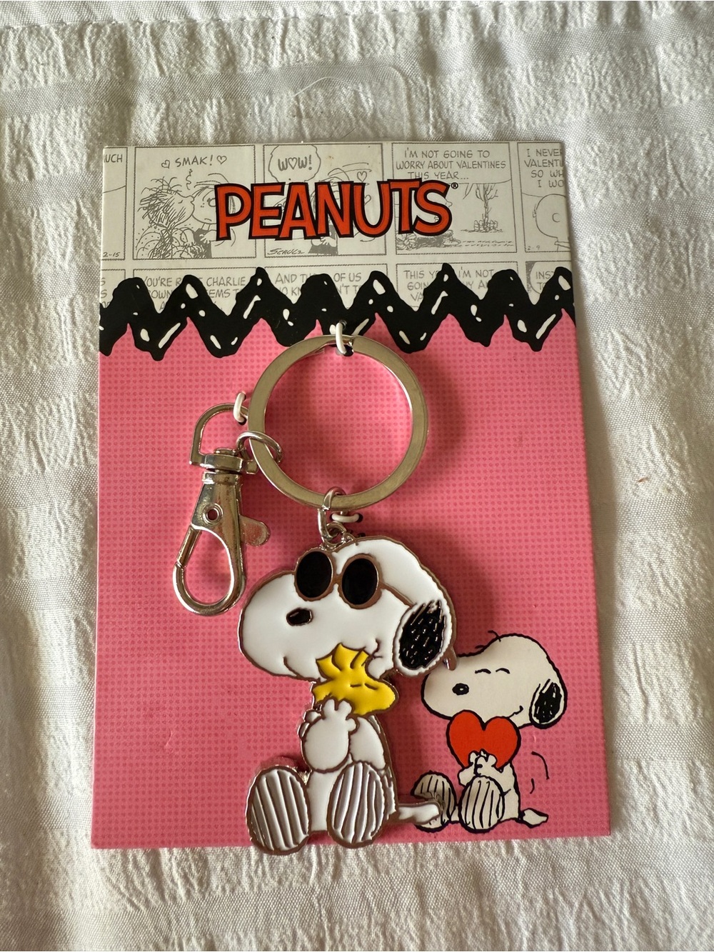 Peanuts Snoopy & Woodstock Enamel Keychain - White, Yellow, Red, Black